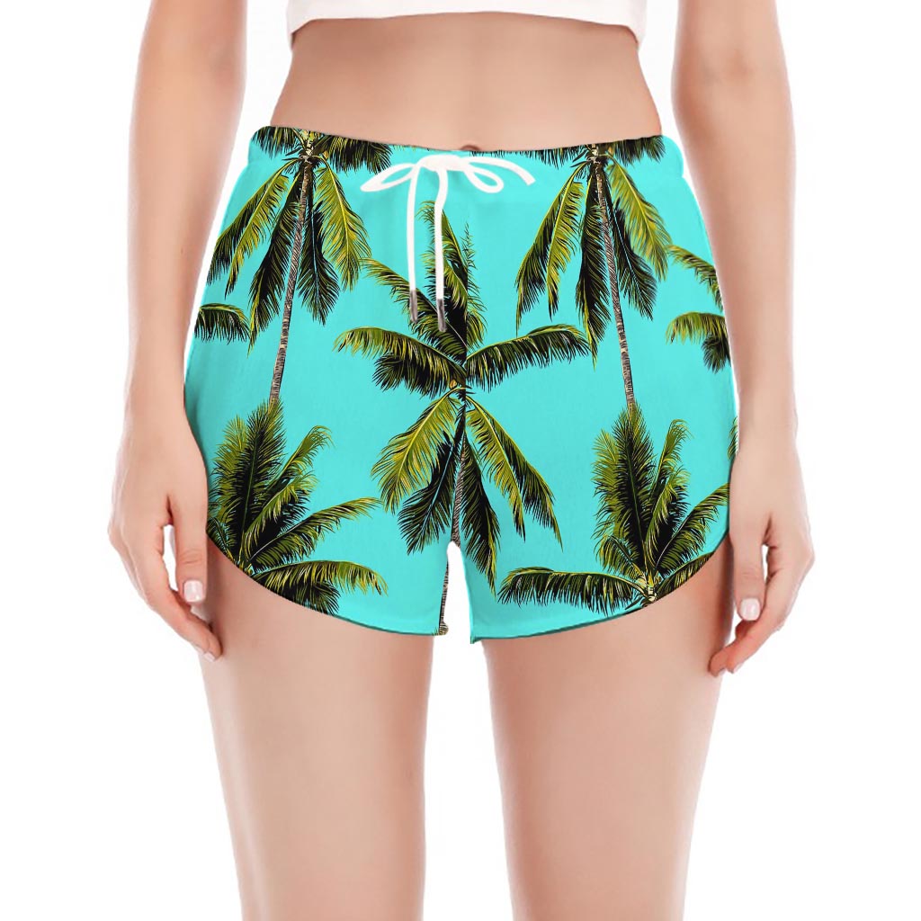Tropical Palm Tree Pattern Print Women's Split Running Shorts