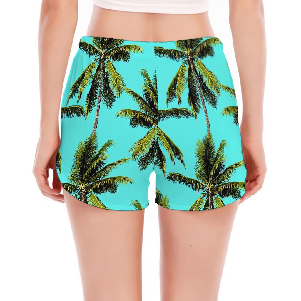 Tropical Palm Tree Pattern Print Women's Split Running Shorts
