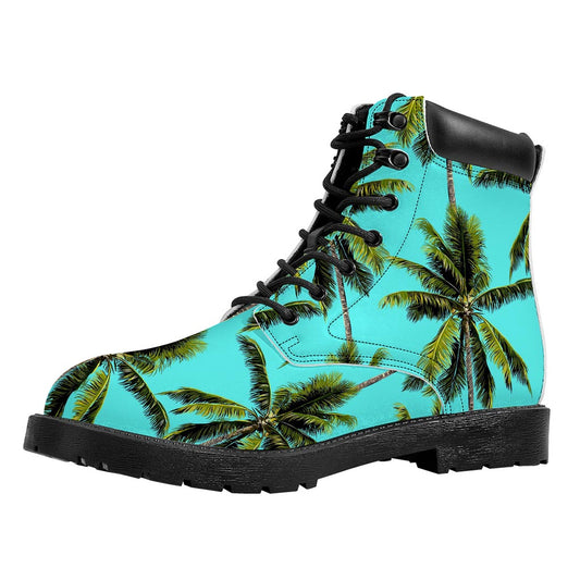 Tropical Palm Tree Pattern Print Work Boots