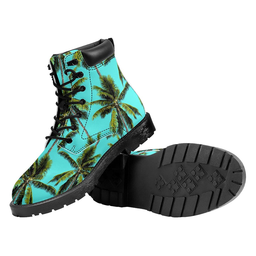 Tropical Palm Tree Pattern Print Work Boots