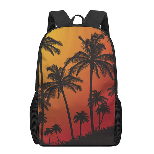 Tropical Palm Tree Sunset Print 17 Inch Backpack