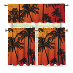Tropical Palm Tree Sunset Print 3 Piece Kitchen Curtains