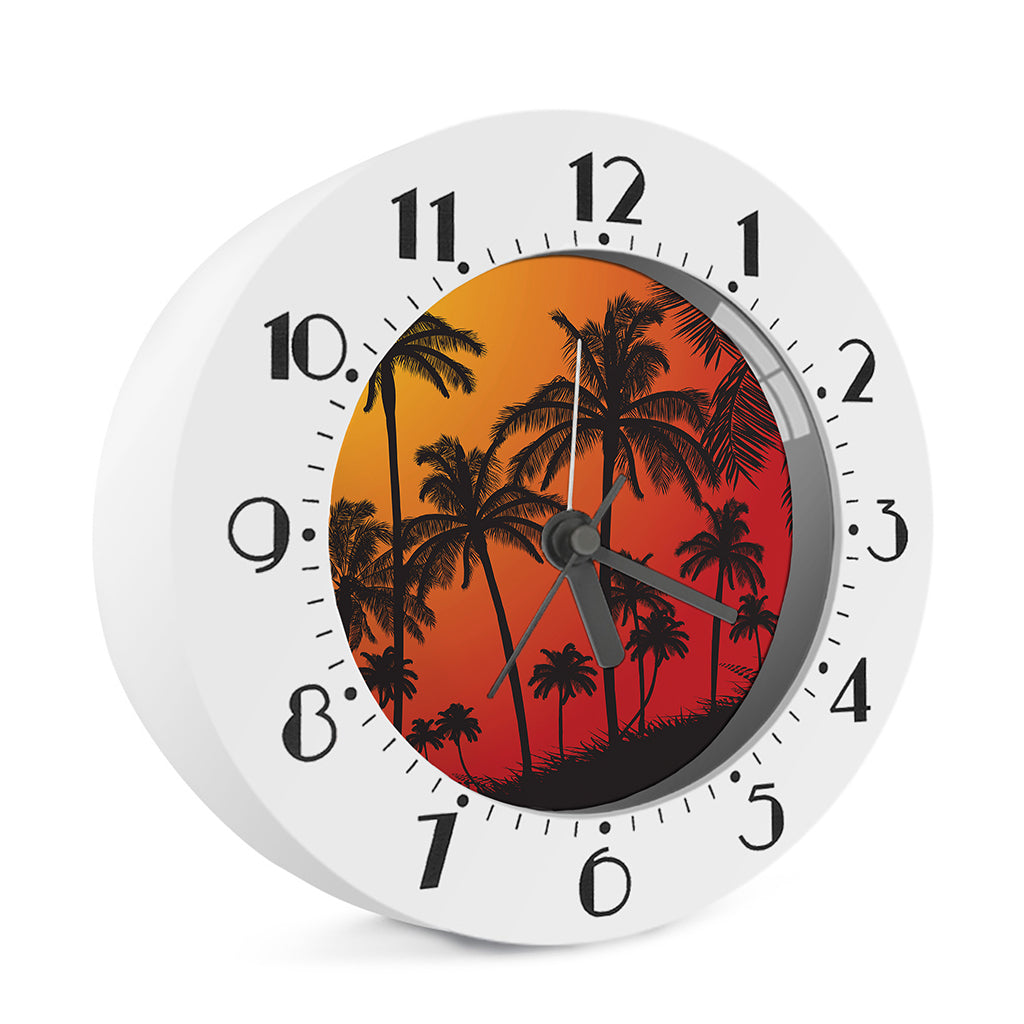 Tropical Palm Tree Sunset Print Alarm Clock
