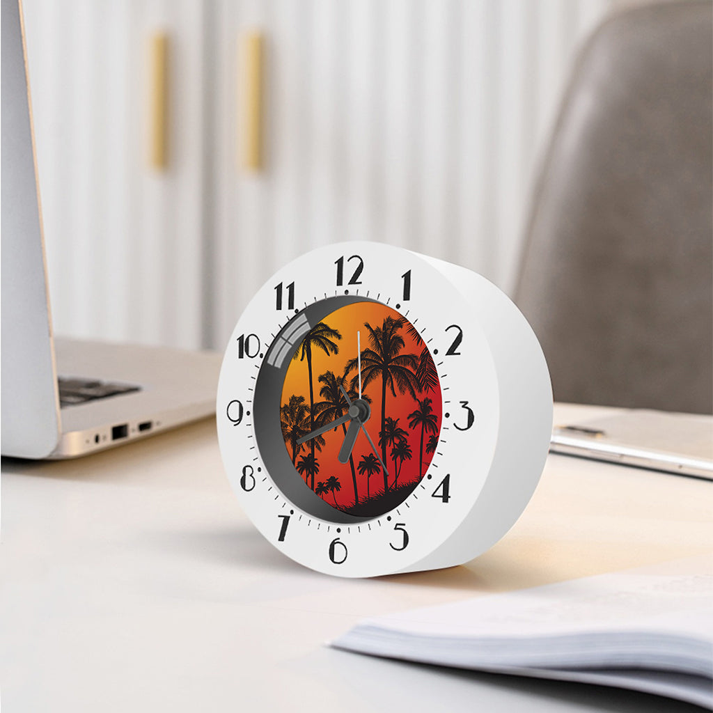 Tropical Palm Tree Sunset Print Alarm Clock