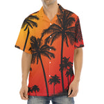 Tropical Palm Tree Sunset Print Aloha Shirt