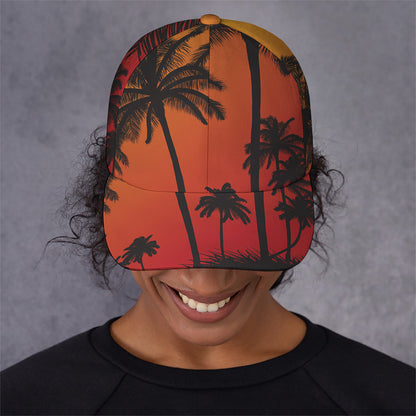 Tropical Palm Tree Sunset Print Baseball Cap