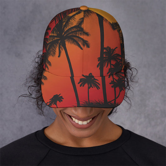 Tropical Palm Tree Sunset Print Baseball Cap