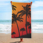 Tropical Palm Tree Sunset Print Beach Towel