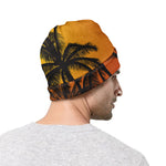 Tropical Palm Tree Sunset Print Beanie