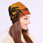 Tropical Palm Tree Sunset Print Beanie