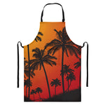 Tropical Palm Tree Sunset Print Bib Apron With Pocket