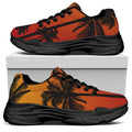 Tropical Palm Tree Sunset Print Black Chunky Shoes
