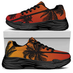 Tropical Palm Tree Sunset Print Black Chunky Shoes