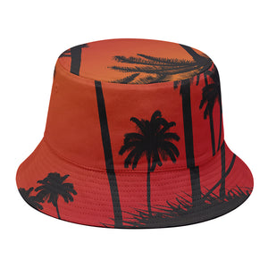 Tropical Palm Tree Sunset Print Bucket Hat