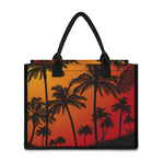Tropical Palm Tree Sunset Print Canvas Tote Bag