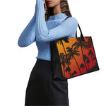 Tropical Palm Tree Sunset Print Canvas Tote Bag