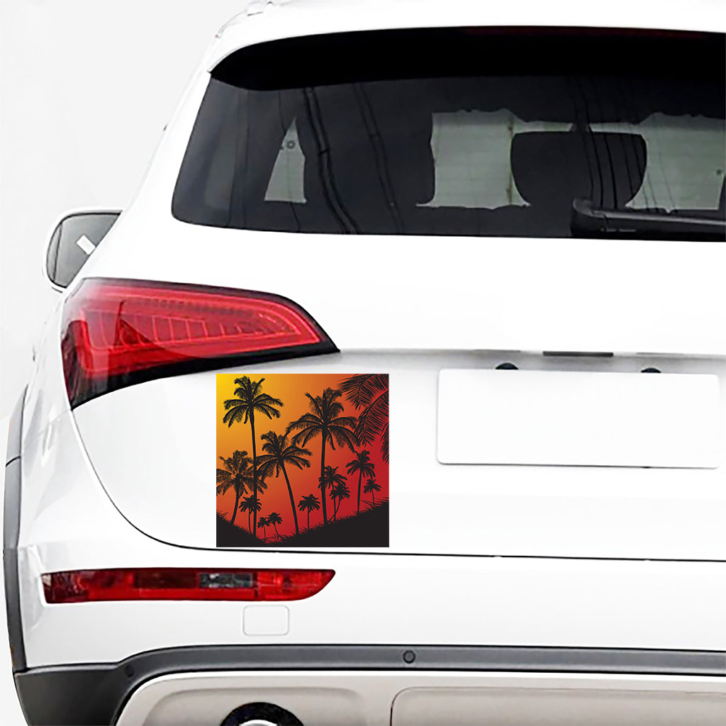 Tropical Palm Tree Sunset Print Car Sticker