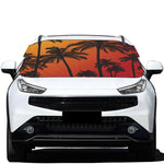 Tropical Palm Tree Sunset Print Car Windshield Snow Cover