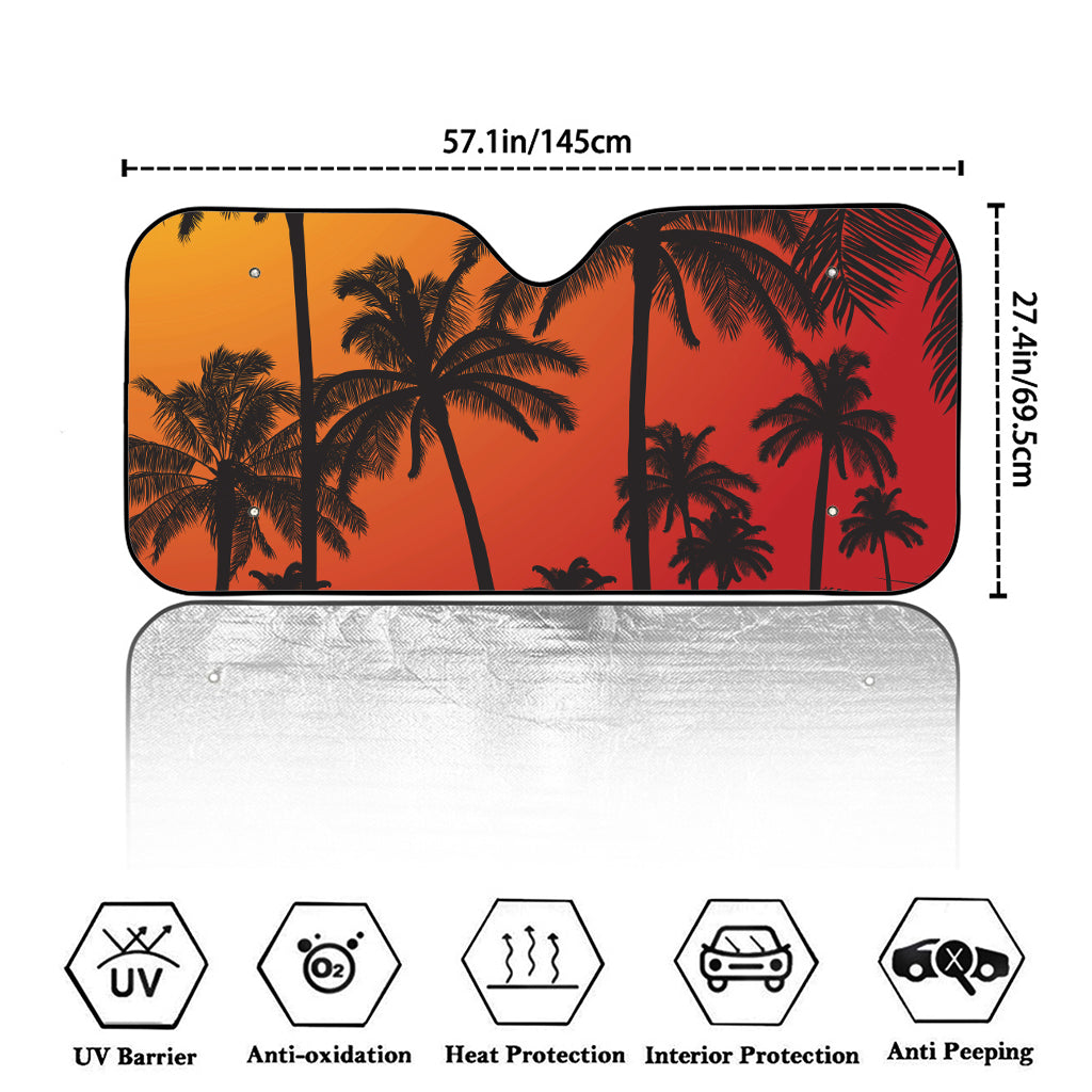 Tropical Palm Tree Sunset Print Car Windshield Sun Shade