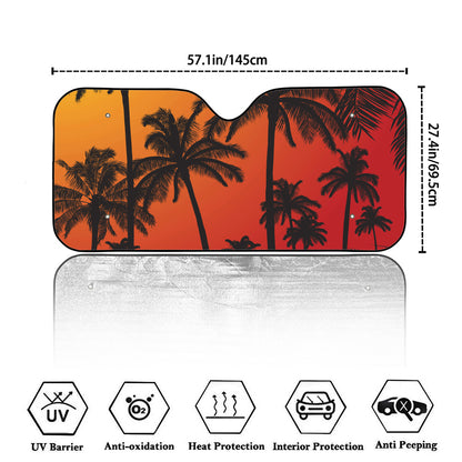 Tropical Palm Tree Sunset Print Car Windshield Sun Shade