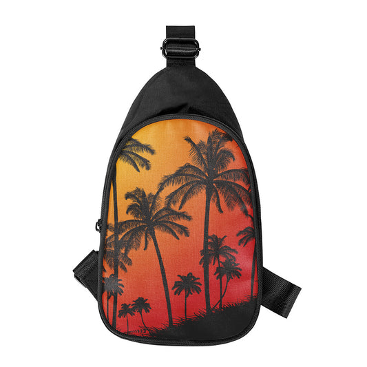 Tropical Palm Tree Sunset Print Chest Bag