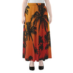 Tropical Palm Tree Sunset Print Chiffon Maxi Skirt