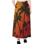 Tropical Palm Tree Sunset Print Chiffon Maxi Skirt