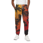 Tropical Palm Tree Sunset Print Cotton Pants