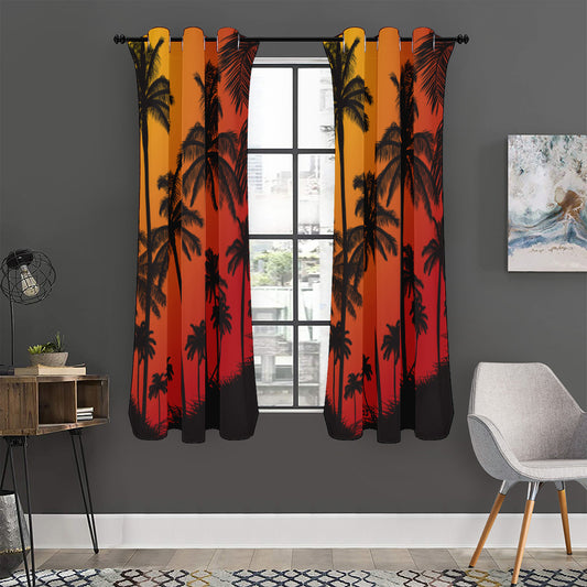 Tropical Palm Tree Sunset Print Curtain
