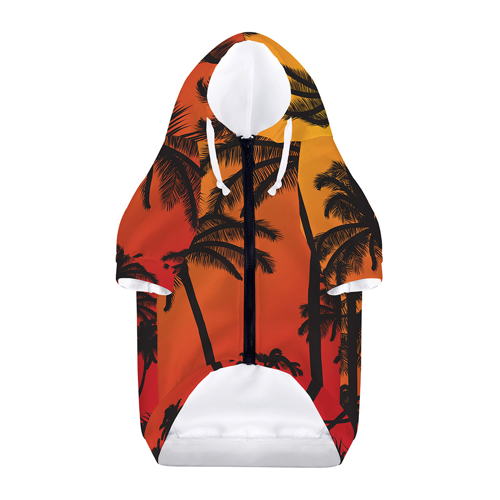 Tropical Palm Tree Sunset Print Dog Zip Up Hoodie