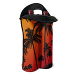 Tropical Palm Tree Sunset Print Double Neoprene Wine Tote