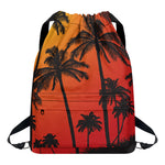 Tropical Palm Tree Sunset Print Drawstring Backpack