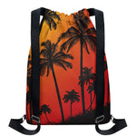 Tropical Palm Tree Sunset Print Drawstring Backpack
