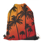 Tropical Palm Tree Sunset Print Drawstring Bag