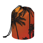 Tropical Palm Tree Sunset Print Drawstring Makeup Bag