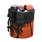 Tropical Palm Tree Sunset Print Drawstring Makeup Bag