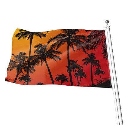 Tropical Palm Tree Sunset Print Flag