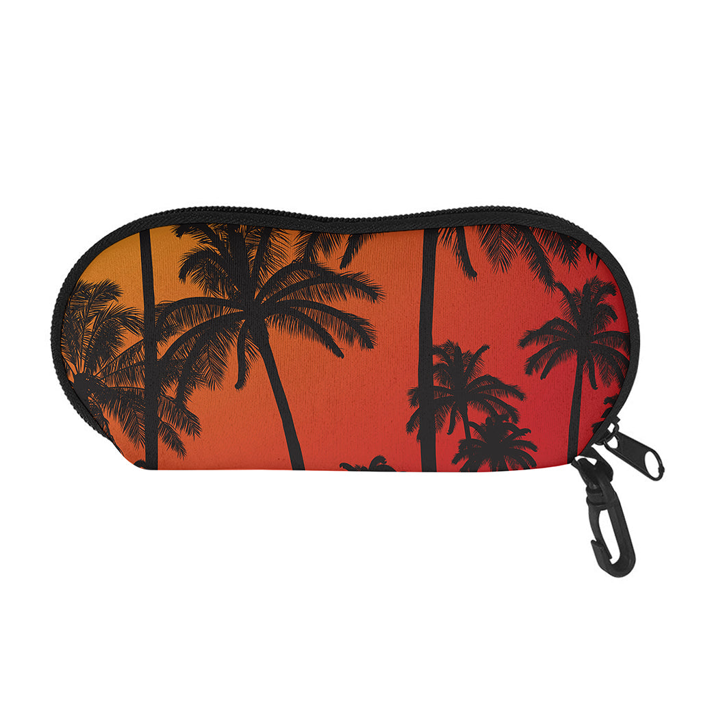 Tropical Palm Tree Sunset Print Glasses Case