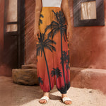Tropical Palm Tree Sunset Print Harem Pants
