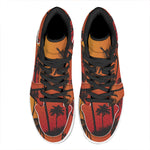 Tropical Palm Tree Sunset Print High Top Leather Sneakers