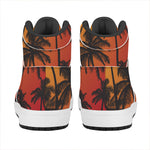 Tropical Palm Tree Sunset Print High Top Leather Sneakers