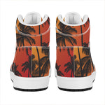 Tropical Palm Tree Sunset Print High Top Leather Sneakers