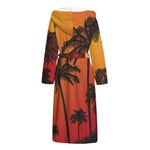 Tropical Palm Tree Sunset Print Hooded Bathrobe