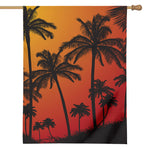 Tropical Palm Tree Sunset Print House Flag