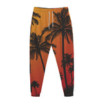 Tropical Palm Tree Sunset Print Jogger Pants