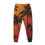 Tropical Palm Tree Sunset Print Jogger Pants