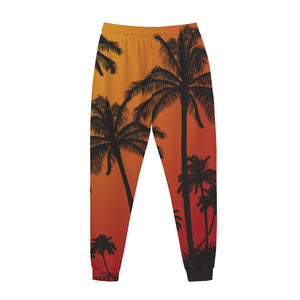 Tropical Palm Tree Sunset Print Jogger Pants