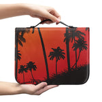 Tropical Palm Tree Sunset Print Leather Bible Cover