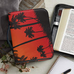 Tropical Palm Tree Sunset Print Leather Bible Cover