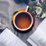 Tropical Palm Tree Sunset Print Leather Coaster Set